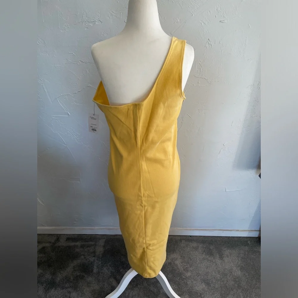 NWT Nine West Yellow One Shoulder Midi Dress Size XXL